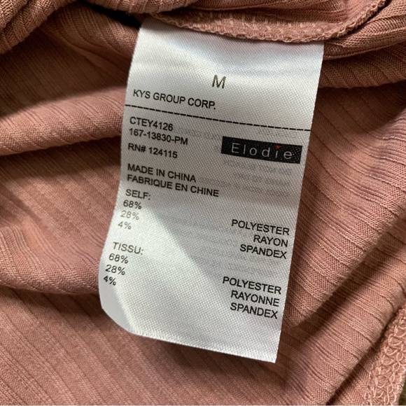 NWT NORDSTROM Elodie Ribbed Bodysuit With Cap Sleeves Rose Pink Size Medium - Picture 7 of 8